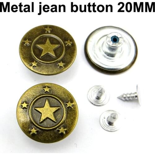 30PCS Metal Bronze Tone Star Jeans Button 20MM Decorative Clothes Accessory Garment Word Trousers Buttons Fit MJB-344