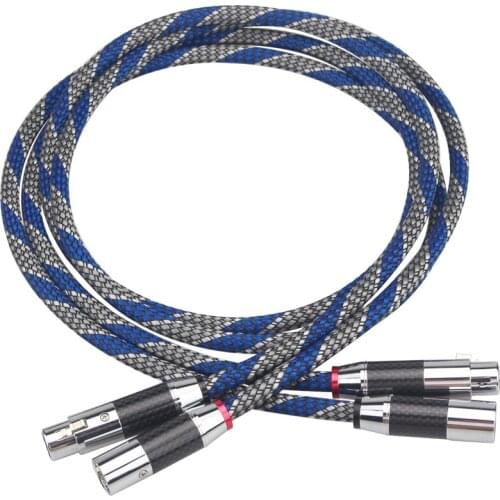 Pair HiFi XLR Balanced Cable Carbon Fiber XLR Male to Female Audiophile Audio Line
