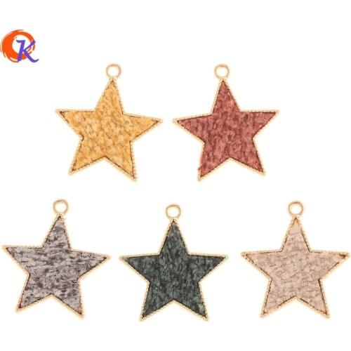 Cordial Design 100Pcs 25*27MM Jewelry Accessories/Charms/DIY Jewelry Making/Star Shape/Fabric Effect/Hand Made/Earring Findings