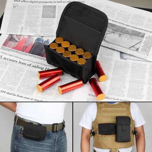 Tactical 10 Rounds Ammo Bags Molle 10 Round 12GA 12 Gauge Ammo Shells Shotgun Reload Magazine Pouches Hunting Accessories