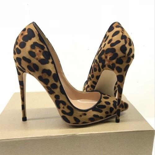 Fashion free shipping suede Leather Leopard Poined Toe Stiletto Heel high heel shoe pump HIGH-HEELED SHOES dress shoe