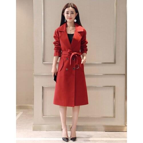 Dignified thin section in the long section 2019 Korean version of the spring autumn new large size women windbreaker A55