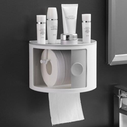 Waterproof Punch-free Bathroom Toilet Tissue Holder Cosmetic Storage Box Case Tissue Holder