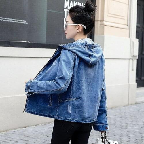 Spring Jacket Women Light blue Denim Jacket Winter Jeans Coat Casual Harajuku Streetwear Female Vintage Jeans Coat Dropshipping