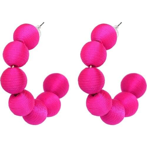 Wholesale JUJIA Maxi Handmade Pom Pom Earrings Fashion Women Vintage Statement Earrings Crisana Hoop Earrings Brincos