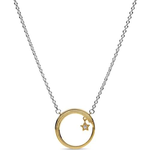 Authentic 925 Sterling Silver Celestial Shooting Star Fashion Necklace Fit Pandora Women Bead Charm Gift DIY Jewelry