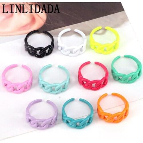 10PcsNew trendy simple circle finger ring for women colorful color ring for summer various brass baked enamel jewelry adjustable