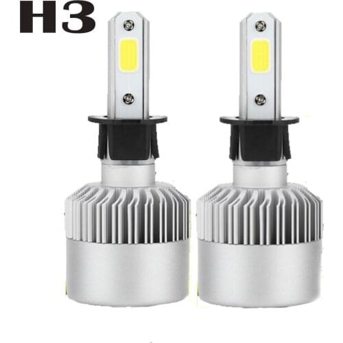 Headlamp Lamp Bulbs LED Headlights High or Low Beam 2 pcs COB Chips H3 Led Headlight Kits Auto Car LED 6000K LED Bulbs