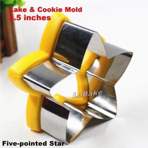 2pcs/lot) 3.5 inches stainless steel five pointed star shape mousse cake mold tiramisu mould dough cutter DIY baking tools