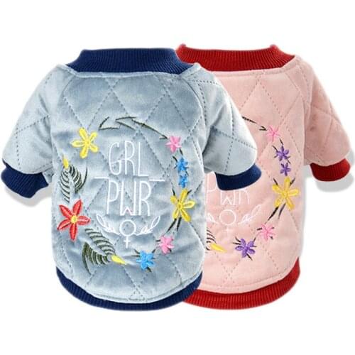 2018 Winter Dog Clothes For Dogs Pet Warm Down Jacket Embroidered Coat For Small Medium Dogs Chihuahua French Bulldog Clothing