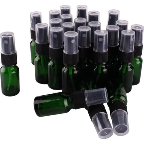 24pcs 10ml Green Glass Spray Bottle w/ Black Fine Mist Sprayer essential oil bottles empty cosmetic containers