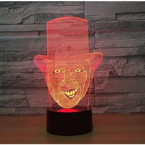 3D Illusion Night Lamp The Clown Table Lamp Handmade Wooden LED Light With 7 Colors Changing LED Light Home Decor Drop Shipping
