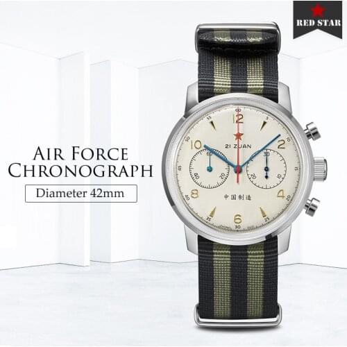 42mm Dial Mens ST1901 Chronograph 1963 Watches Seagull Movement Manual Winding Sapphire Pilot Mechanical Watch with Gooseneck