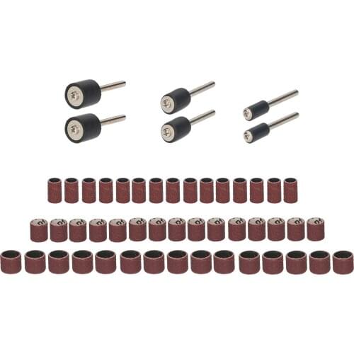 51 PCS Sanding Drum Kit for Power Rotaty Tool Includes 45 Sanding Bands and 6 Mandrels 120 Grit Sanding Sleeves