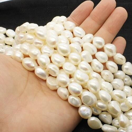 AAA Grade 11-12mm Natural Freshwater Pearl Loose Beads White Color Rice Shapeboth Side Bright DIY for Making Necklace Bracelet