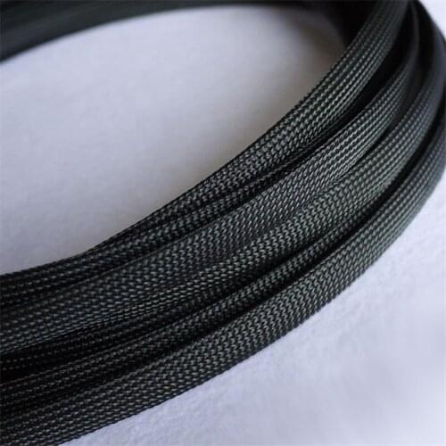 Black - High quality 12mm Braided PET Expandable Sleeving High Density Sheathing Plaited Cable Sleeves 1M