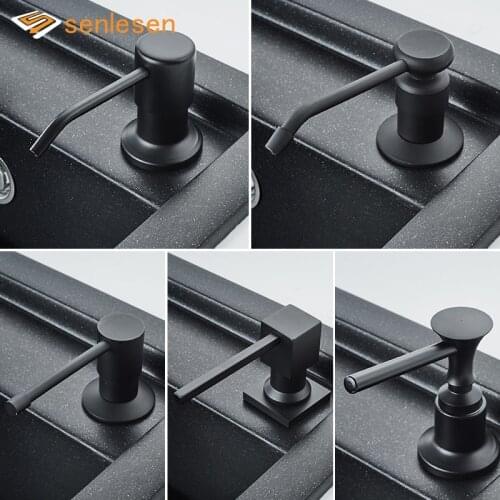 Senlesen Matte Black Soap Dispenser for Kitchen Sink 250ML Dishes Washing Detergent Bottle Hand Pressing Bottle
