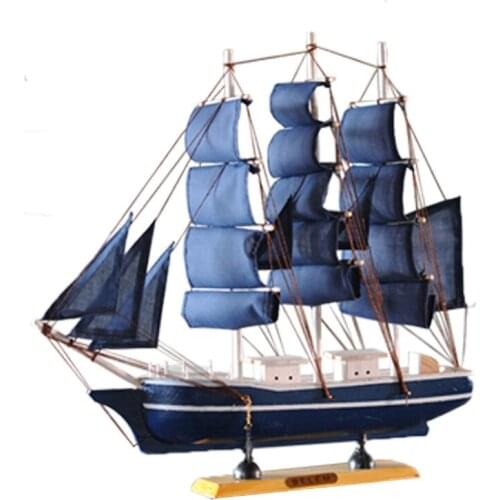 24CM sailboat model Mediterranean jewelry home decoration wooden carving European style multi-sail FJ24