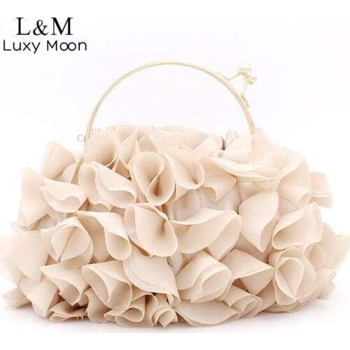 Fashion Brand Handbags Women Flower Elegant Evening Bag Luxury Handbag Champagne Bags Floral Bride Trendy Casual Day Clutch X30R