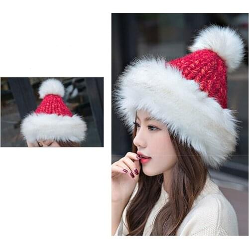 Fashion Women Winter Beanies Pom Pom Hats Rabbit Knitted Skullies Cap Elegant Ladies Winter Thick Warm Russian Cossack Hat