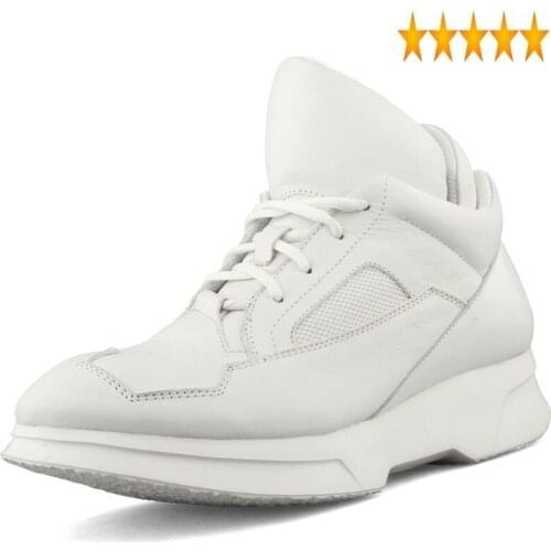 Genuine High Mens Street Korean Leather Casual Spring Autumn Lace Up Solid Thick Bottom Increase Male Platform Shoes