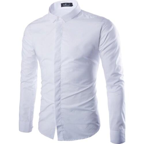 Men White Casual shirts cotton long sleeve shirt for men plus size M--3XL