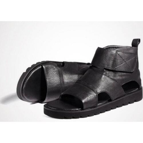 Summer New Runway Sandals Men Real Leather Sheepskin Platform Sandals Top Quality England Breathable Leisure Beach Sandals Rome