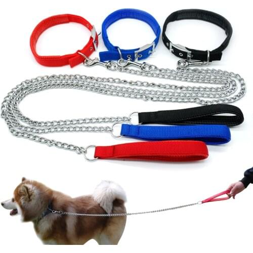 Nylon Dog Collar Pet Dog Chain Leash Walking Lead Rope Collars For Medium Large Dogs German Shepherd Pitbull Pet Supplies