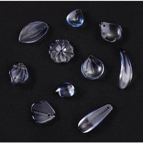 New Hot Selling 1PC Gradient Style Ink Blue Color Fashion Glass Petals Beads For Garment Beads Decoration Sewing Accessories