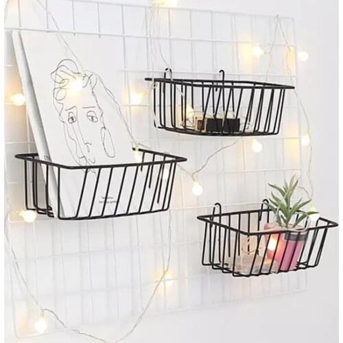 New Wall Decoration Iron Frame Hanging Rack Wall Display Storage Box Multifunction Mesh Wire Metal Wall Shelf полка подвесная