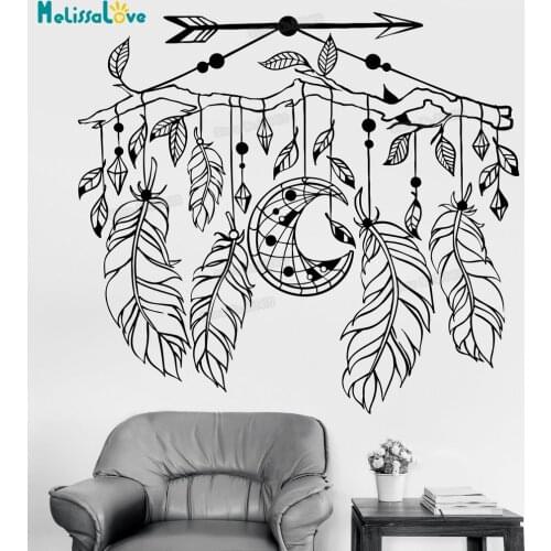 New Design Vinyl Decal Wall Dreamcatcher Arrow Feathers Ethnic Style Branch Stickers Art Atmosphere Murals Unique Gift YY727