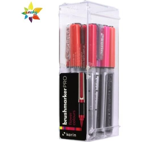 Original Poland KarinMarkers Brushmarker PRO| 12 flower Colours Set Flexible soft pen in block letters Professional Art supplies