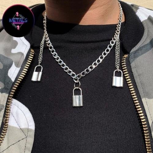 Europe and the United States Ins Ultra-Fire Stainless Steel Lock Necklace