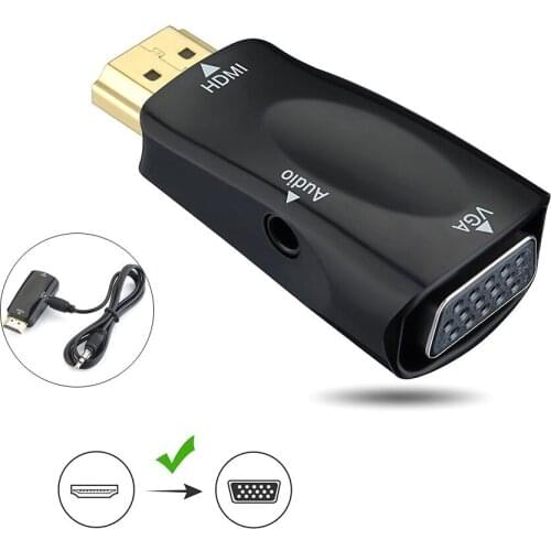 HDMI to VGA Converter Male to Female Adapter HD 1080P 3.5mm Audio Cable Connect For PC Laptop TV Box Computer Display Projector