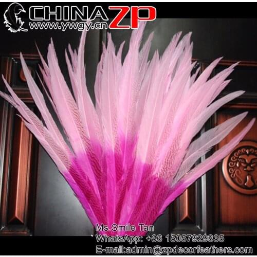 CHINAZP Ombre Pink Pheasant Feather 65~70cm(26 to 28inch) 50pcs/lot Beautiful Pattern Silver Pheasant Tail Super Long Feathers