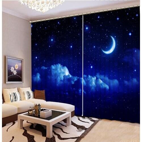 Custom 3d curtains The moon and stars 3d curtain living room window curtain blackout curtains for the bedroom kitchen short
