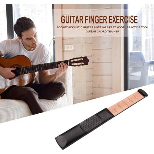 Portable Pocket 6 Fret Guitar Chord Practice Trainer+Wrench+Velvet Bag Suit Plastics + Wood Black Guitar Parts & Accessories