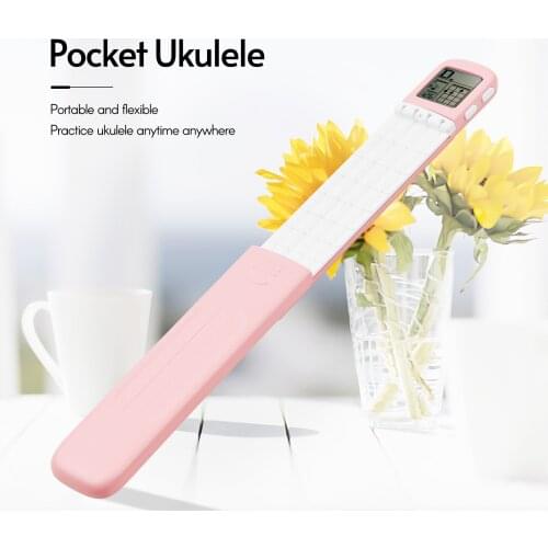 Muslady Portable Ukulele Chord Trainer Uke Fingering Practice Tool with 360° Rotatable Chords Chart Screen for Ukelele Beginners