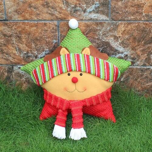 Christmas Pentagram Pillow Cushion Claus Snowman Elk Home Decoration Hugging Pillow Party Waist Cushion Bed Pillow Kids Gift