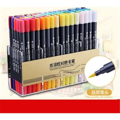 Double head Coloring Brush Pen 48 Color Set Flexible Brush Marker Water Color Pen Liquid- Ink Painting Supplies
