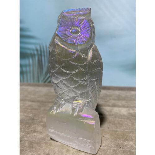 Natural Stones And Crysatals Druzy Mosagate Owl Geode Statue Wicca Figurine Gems Witch Decor Ornaments For Home Decoration Room