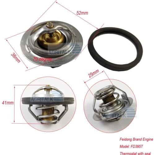 The thermostat (70 degree) for Shandong Taishan Feidong brand engine FD395T, part number