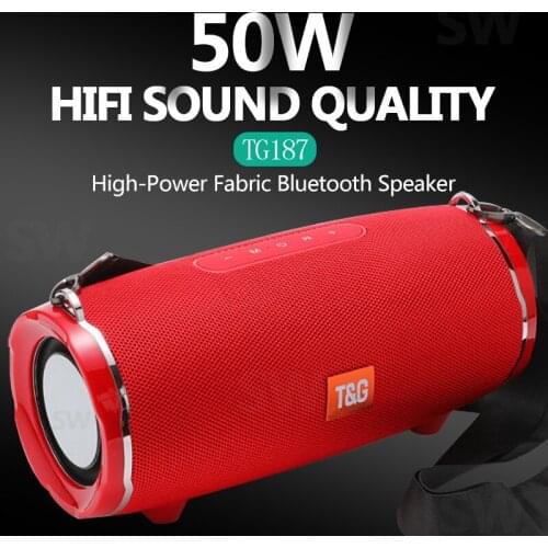 TG187 Portable Bluetooth Speaker 50W Big Power Wireless Bass Column 3DStereo Subwoofer Music Center Boombox For PC Computer FM