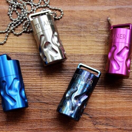 Titanium Waterproof Box Case Medicine Bottle Container Necklace Pendant