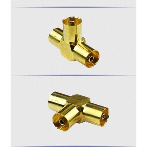 TV Adapter IEC PAL DVB-T female jack to 2x female plug T Splitter COAXIAL Free Shipping