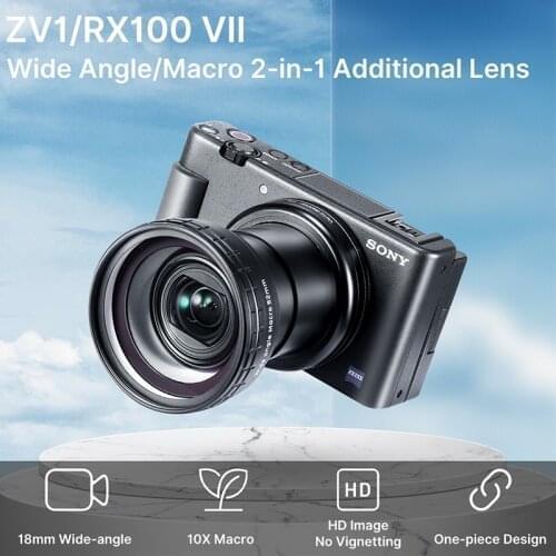 Ulanzi WL-1 18MM Wide Angle Lens 10X HD Macro Camera Lens for Sony ZV1 / RX 100 VII Accessories Adjustable Camera Lens