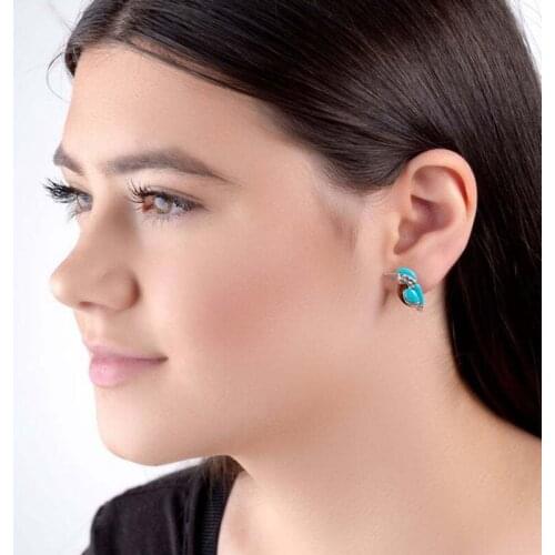 Vintage Natural Style Blue Turquoises Bird Women Earrings Cute Animal Shaped Earring Party Accessories Jewelry Gifts