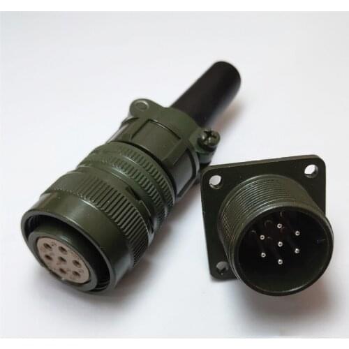 Military Standard 3106A 7Pin Aviation Plug Connector Socket MS3102A16s-1 Servo Motor Cable Connector Jack Army Green