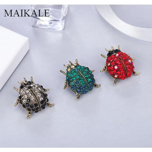MAIKALE Crystal Ladybug Insect Brooch Pins Insect Brooches for Women Kids Clothes Shawl Shirt Bag Accessories Charm Broche Gifts