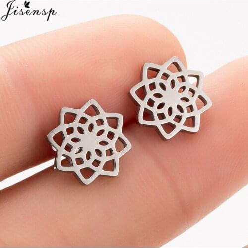 Jisensp Punk Vintage Flower Stud Earrings for Women Wedding Jewelry Sweet Plant Earrings Femme Brinco Wholesale Jewellery